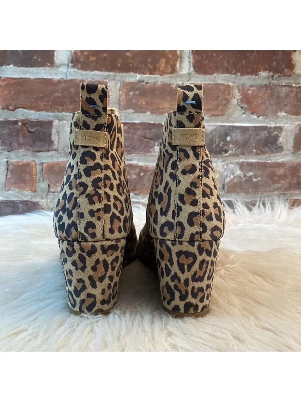 Toms Leopard Animal Print Kelsey Wedge Booties, Size 9.5